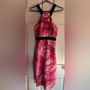 Merona for Target size 8 pink & black satiny strappy dress hits below knee